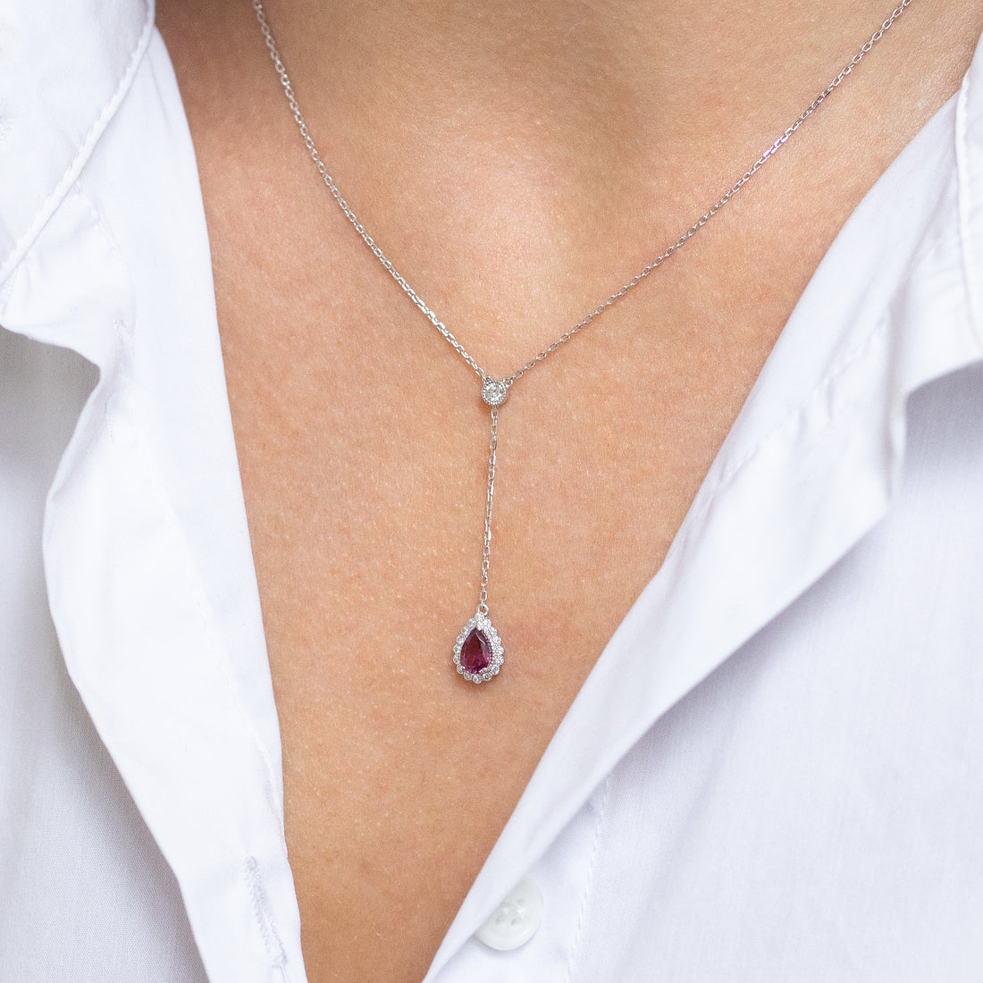 Pink Pear Shape Sapphire Pendant