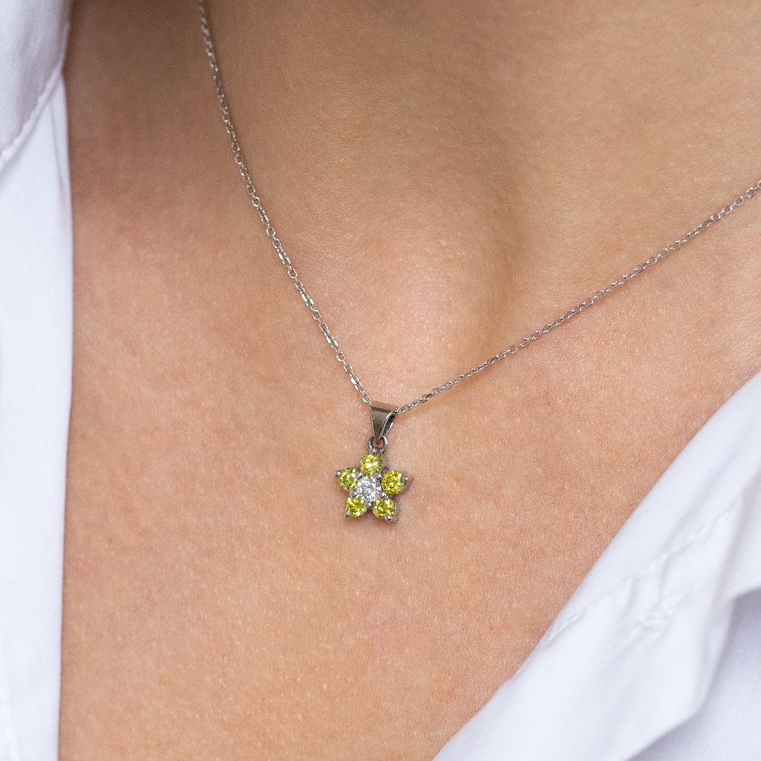 Daisy Cluster Pendant with Yellow Diamonds