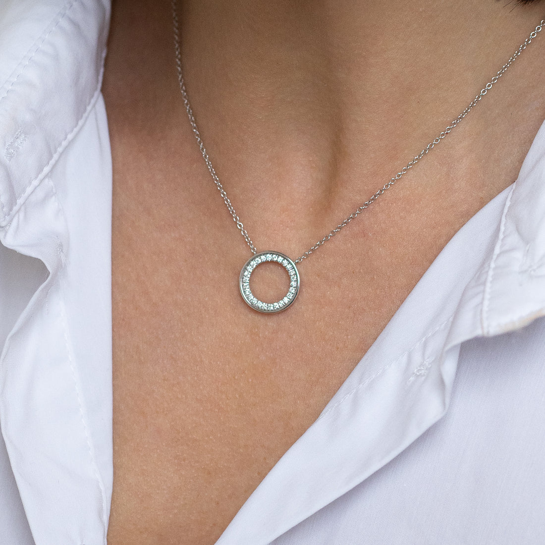 Circle Of Life Pendant with Diamonds in White Gold