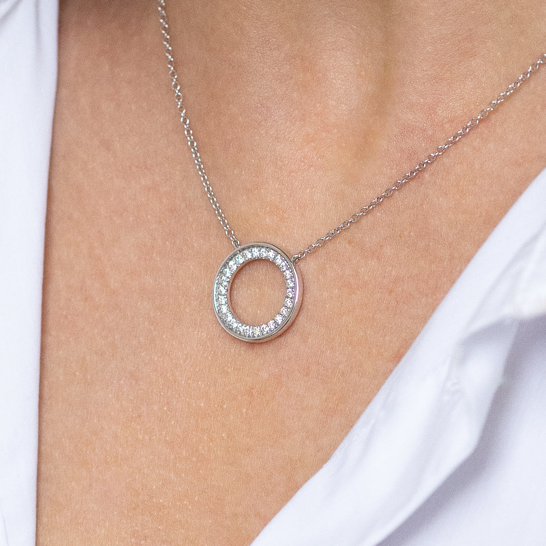 Circle Of Life Pendant with Diamonds in White Gold