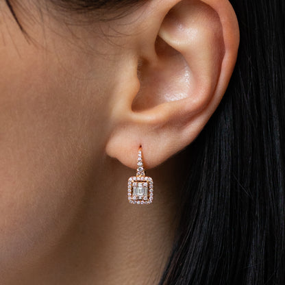 Diamond Cluster Earrings in Rose Gold