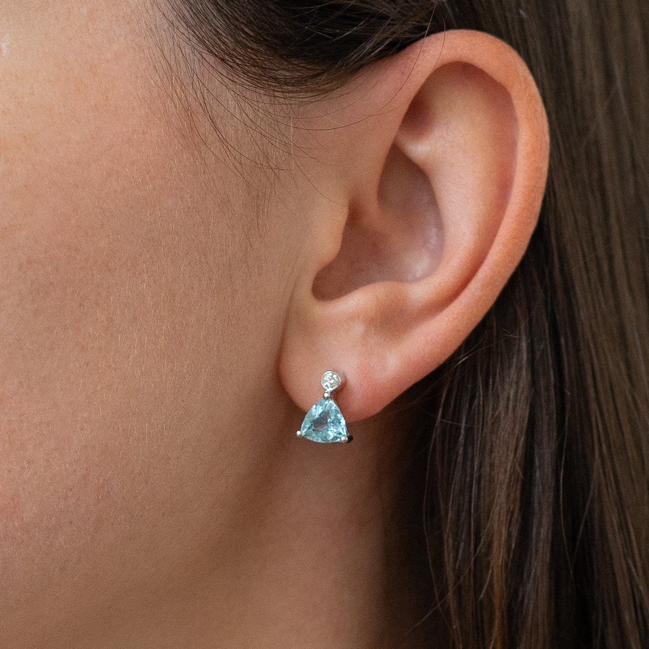 Aquamarine and Diamond Stud Earrings