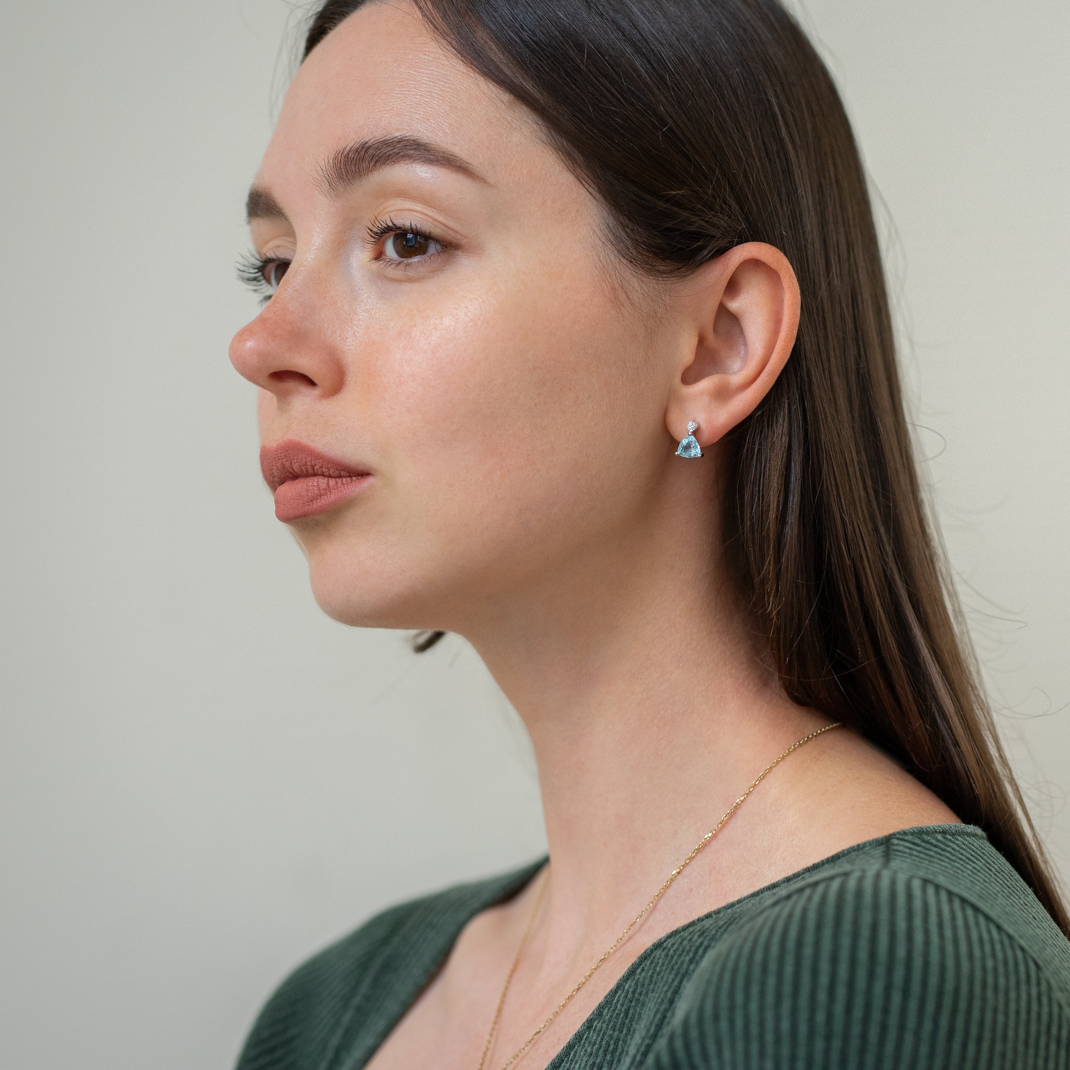 Aquamarine and Diamond Stud Earrings