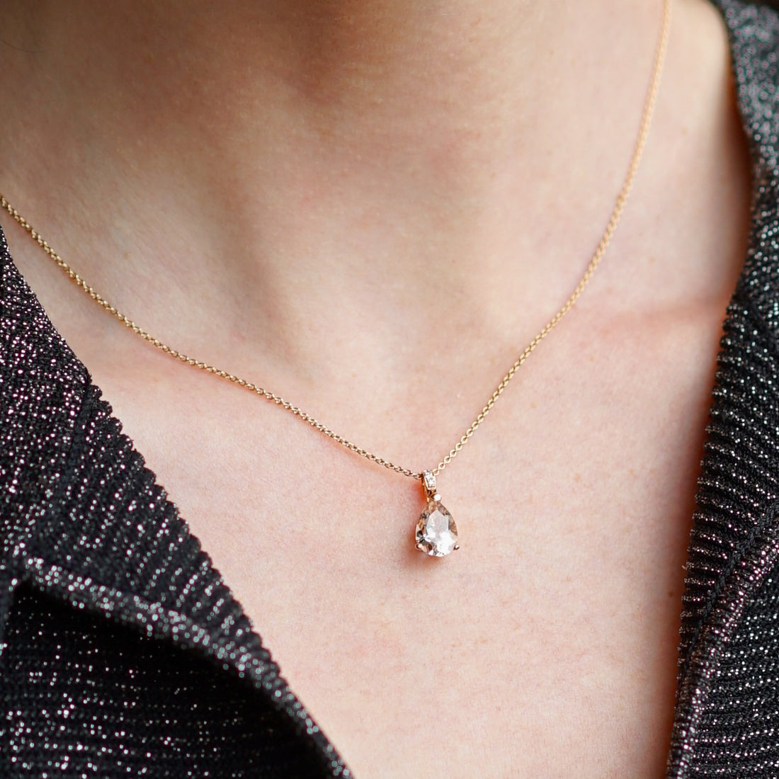 Pear Shape Morganite Necklace