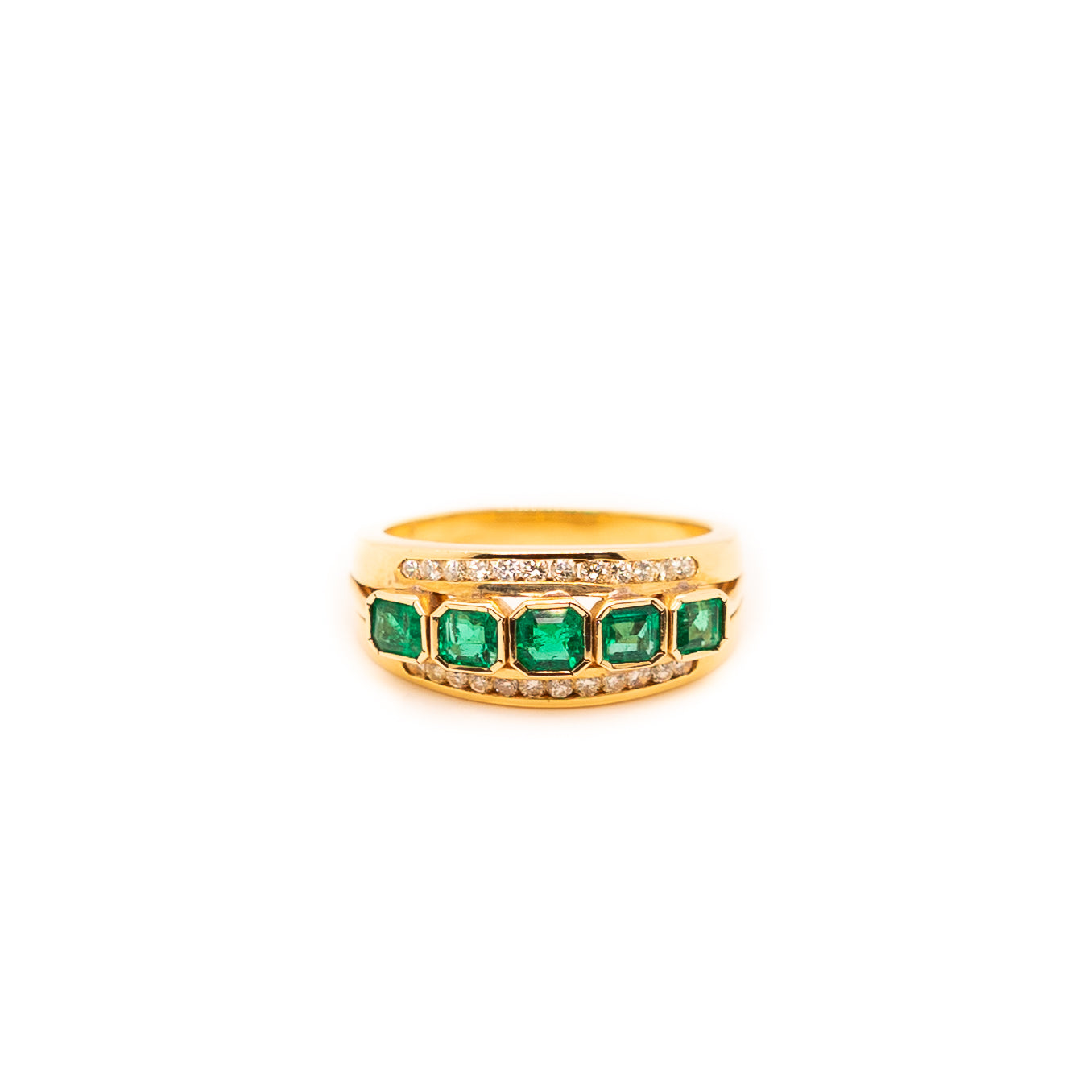 Emerald Ring with Diamonds in 18ct Yellow Gold