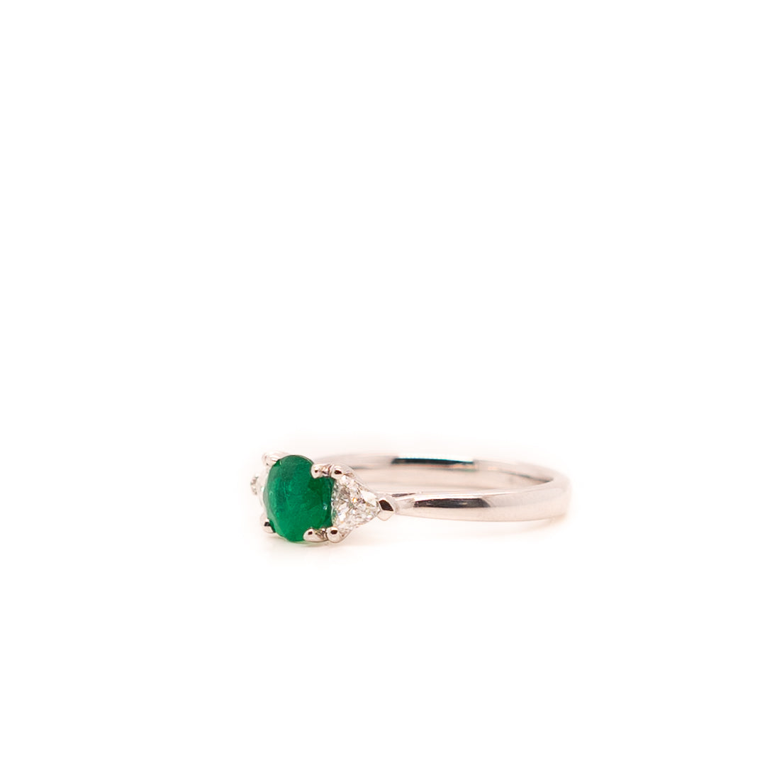 0.78ct Oval Cut Emerald Trilogy with Diamonds
