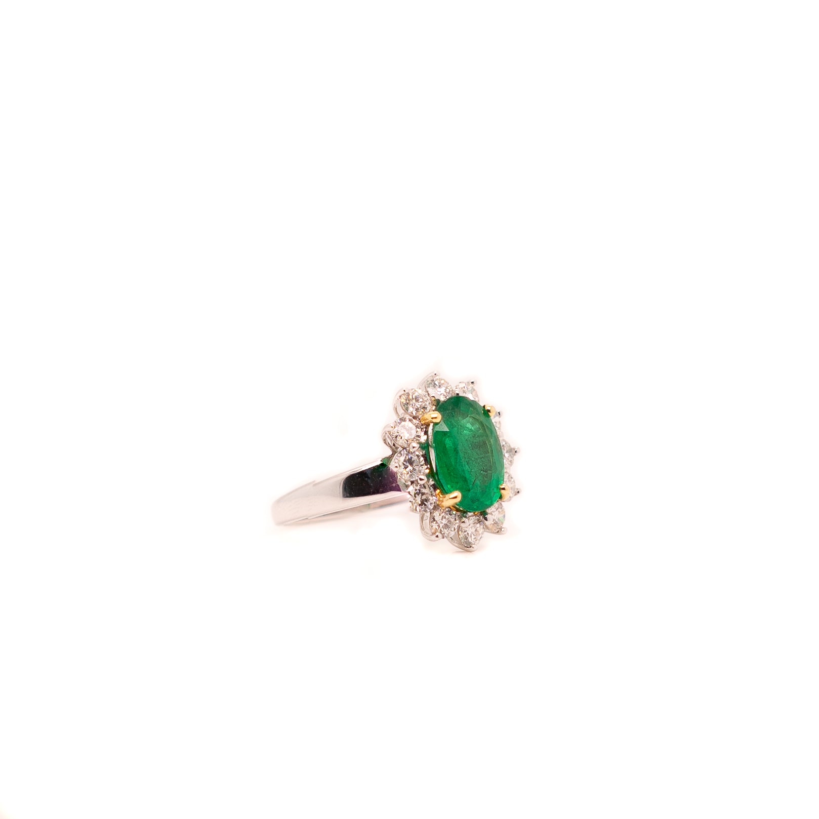 2.80ct Oval Cut Emerald Ring with Diamonds