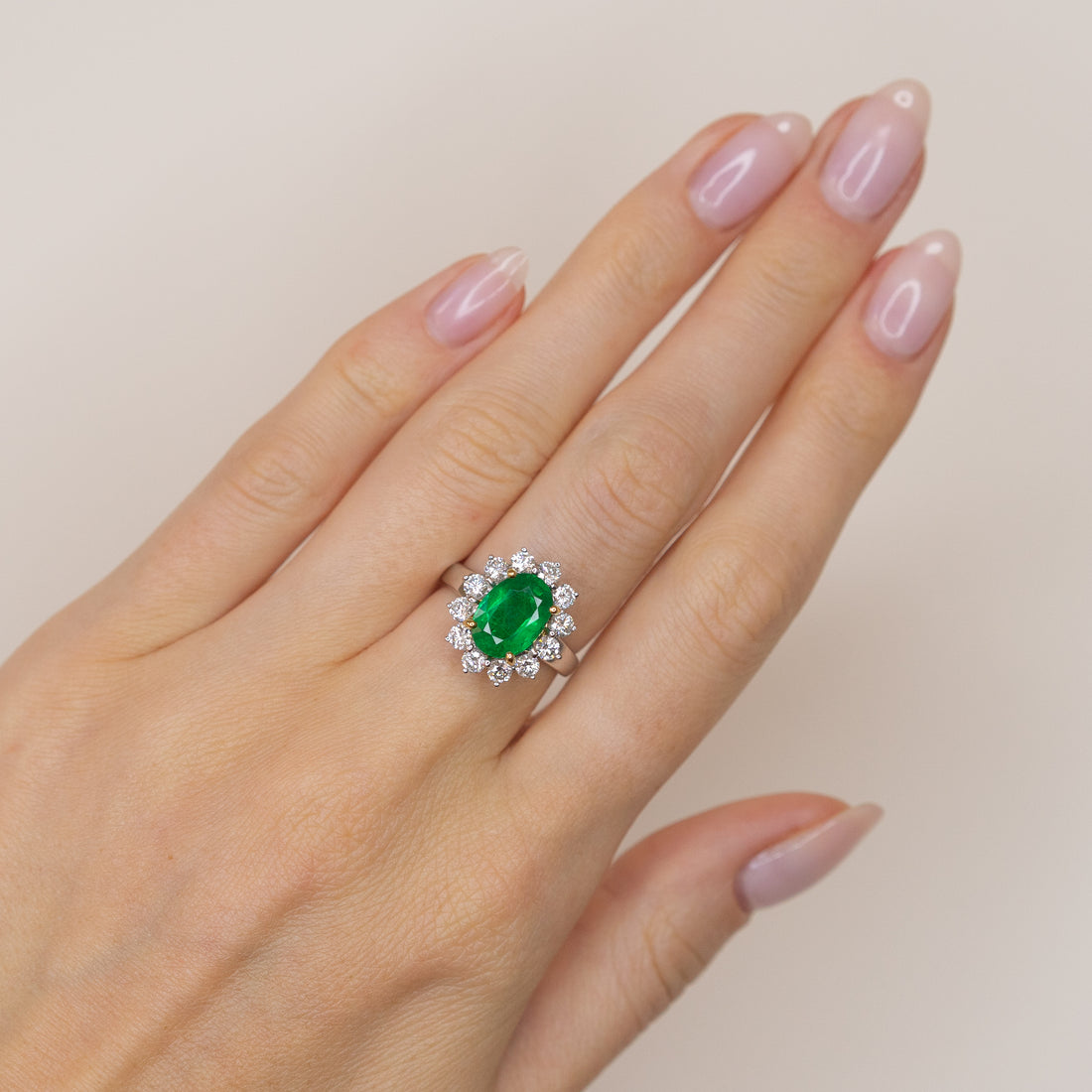 2.80ct Oval Cut Emerald Ring with Diamonds