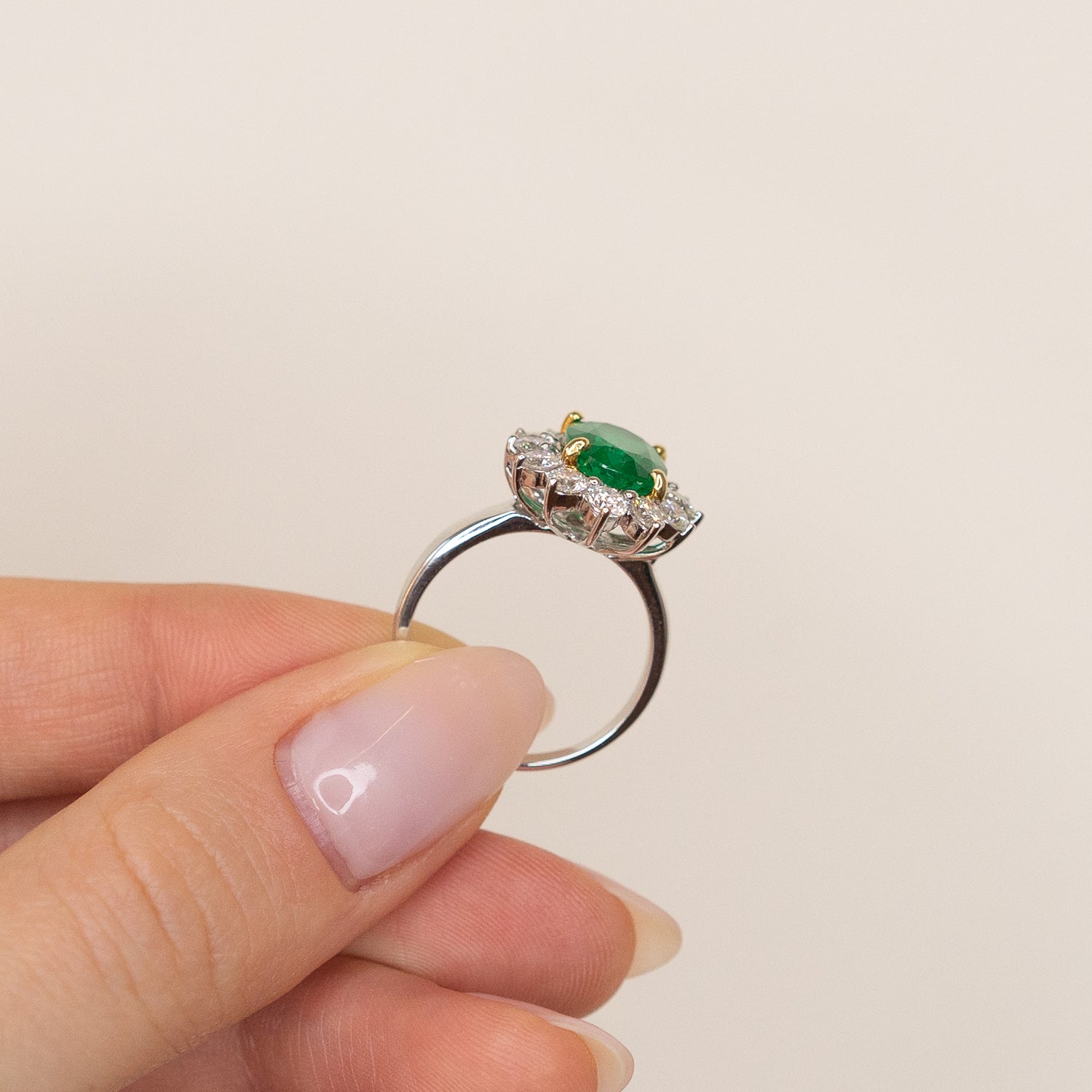 2.80ct Oval Cut Emerald Ring with Diamonds