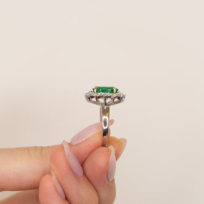 2.80ct Oval Cut Emerald Ring with Diamonds