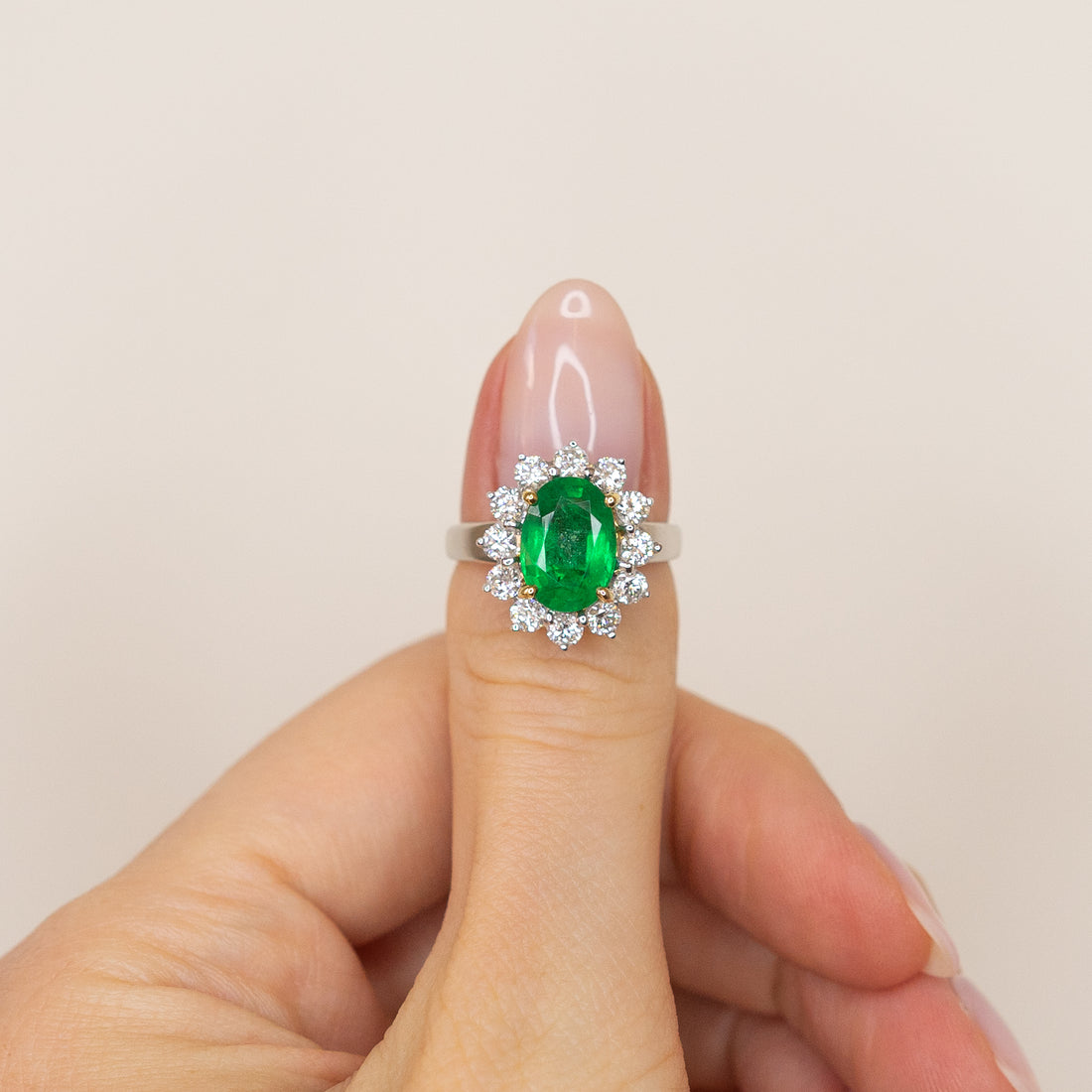 2.80ct Oval Cut Emerald Ring with Diamonds