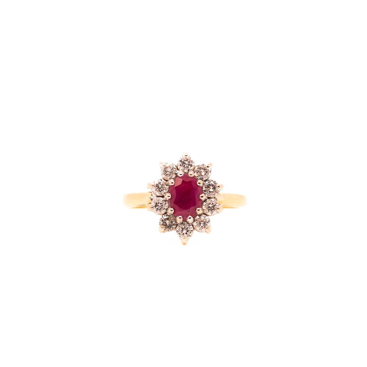 1.01ct Oval Cut Ruby Ring with Halo