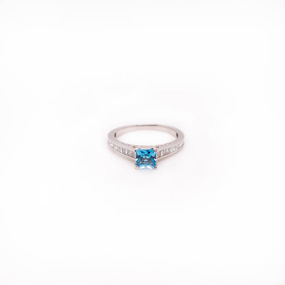 Blue Topaz Ring with Diamonds