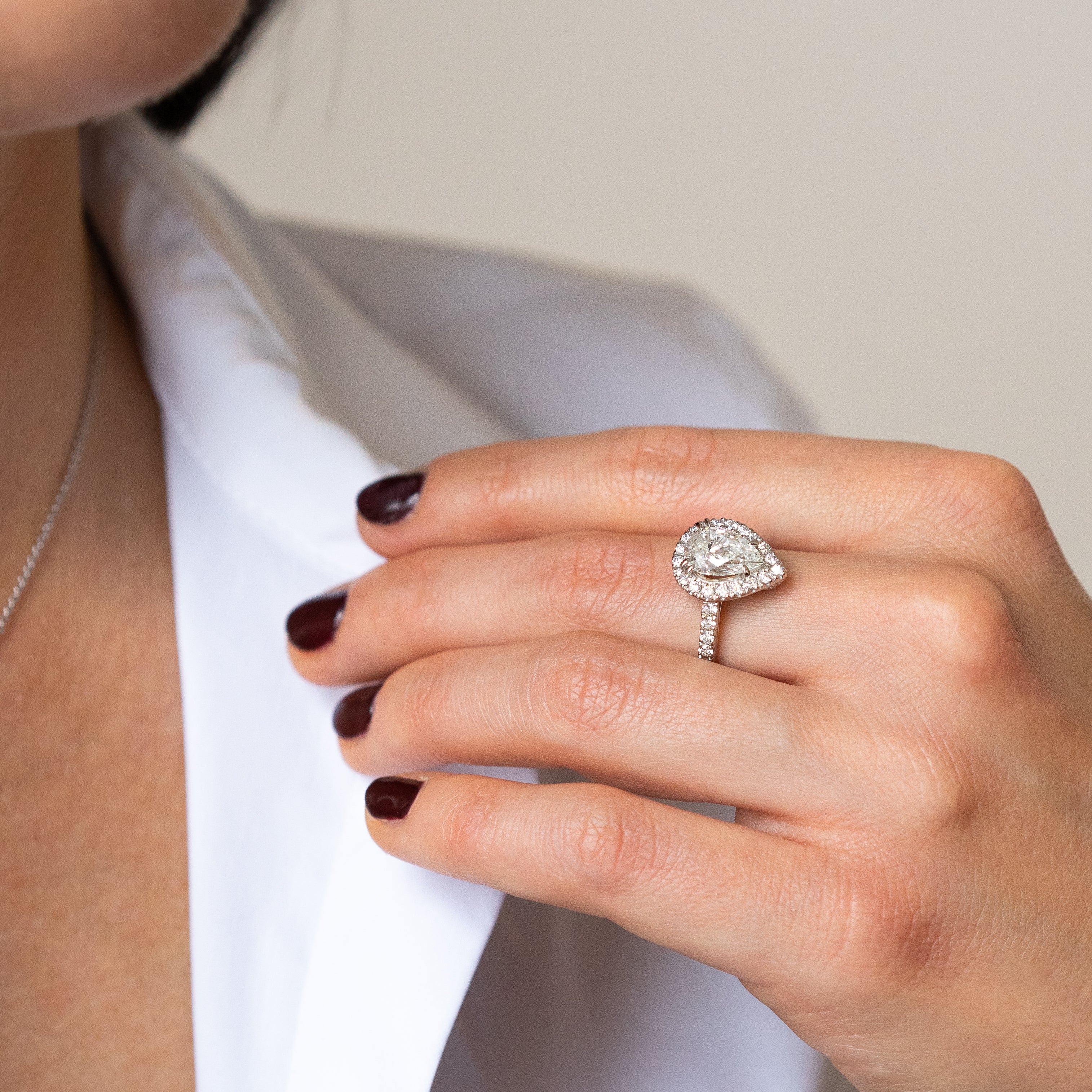 1.61 Pear Shape Diamond Ring in Platinum