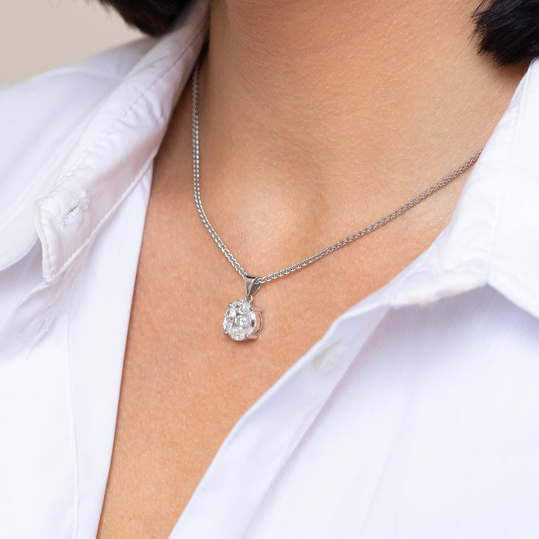 Diamond Cluster Pendant in White Gold