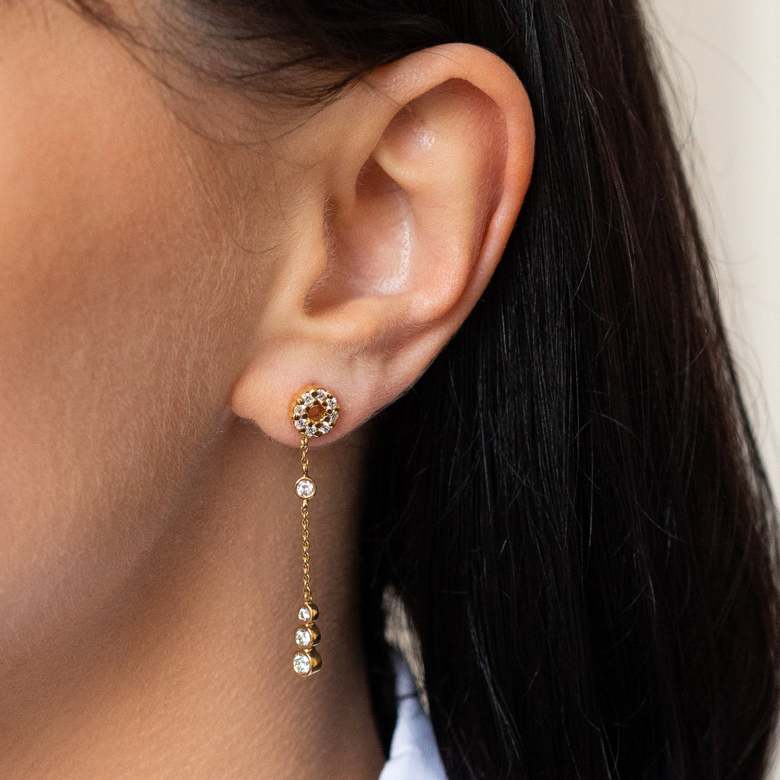 Long Diamond Earrings in Yellow Gold