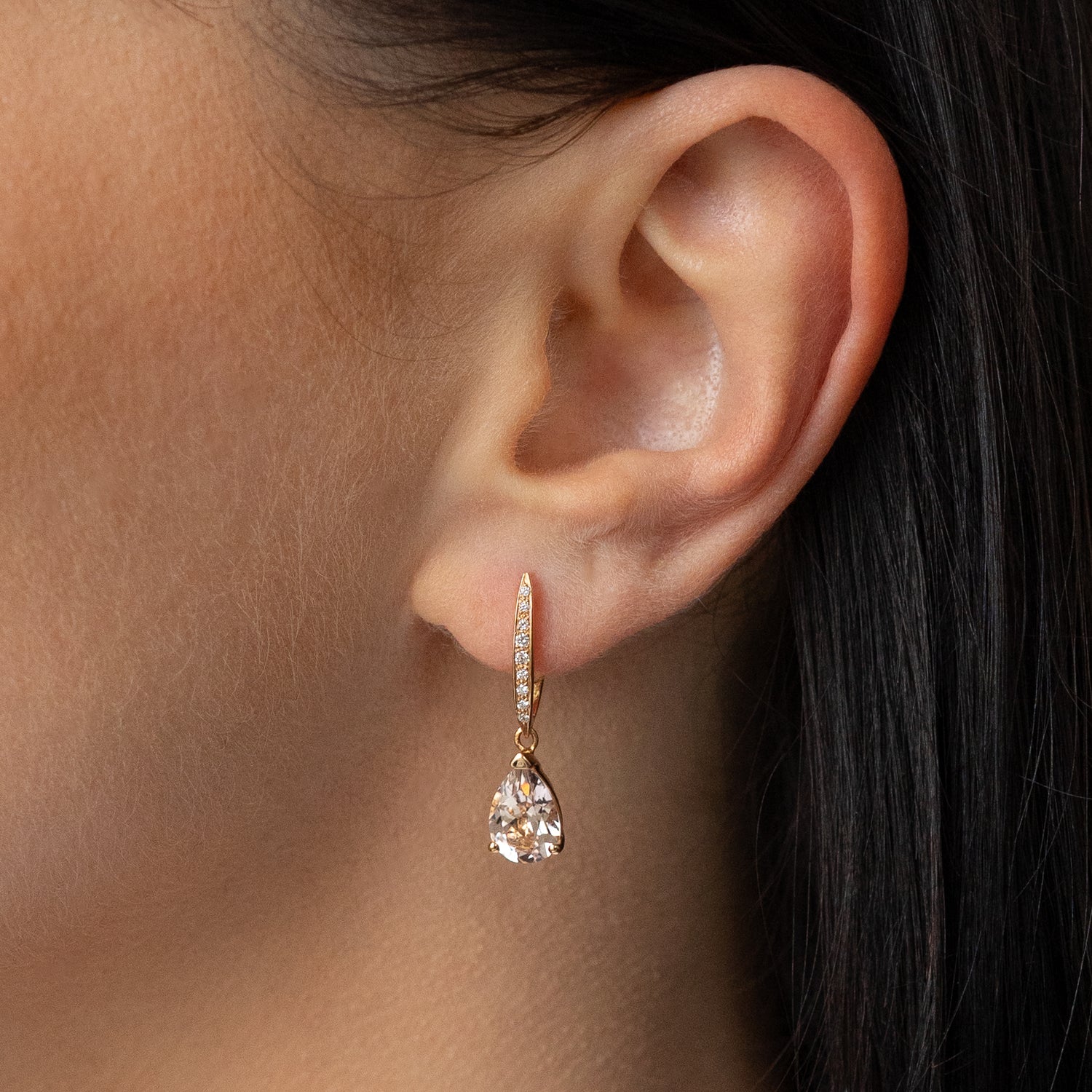 Morganite Earrings in Rose Gold
