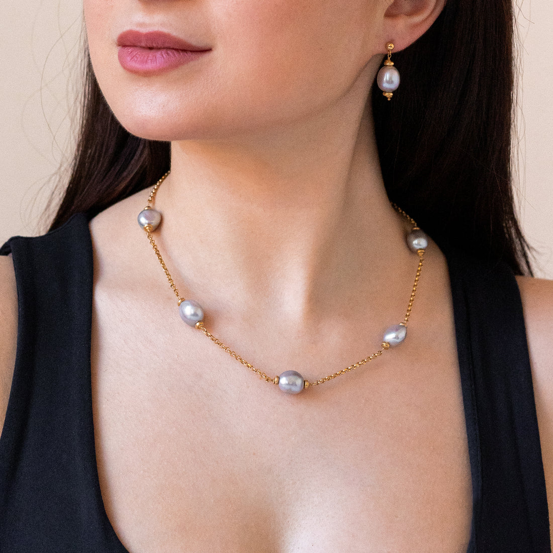 Fresh Water Grey Pearl Necklace