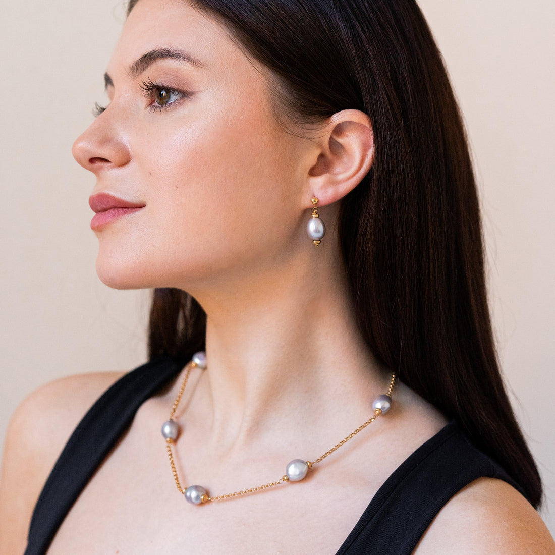Fresh Water Grey Pearl Necklace