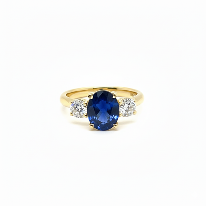 18ct Yellow Gold Sapphire &amp; Diamond Trilogy