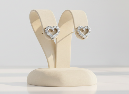 18ct White Gold Diamond Heart Stud Earrings