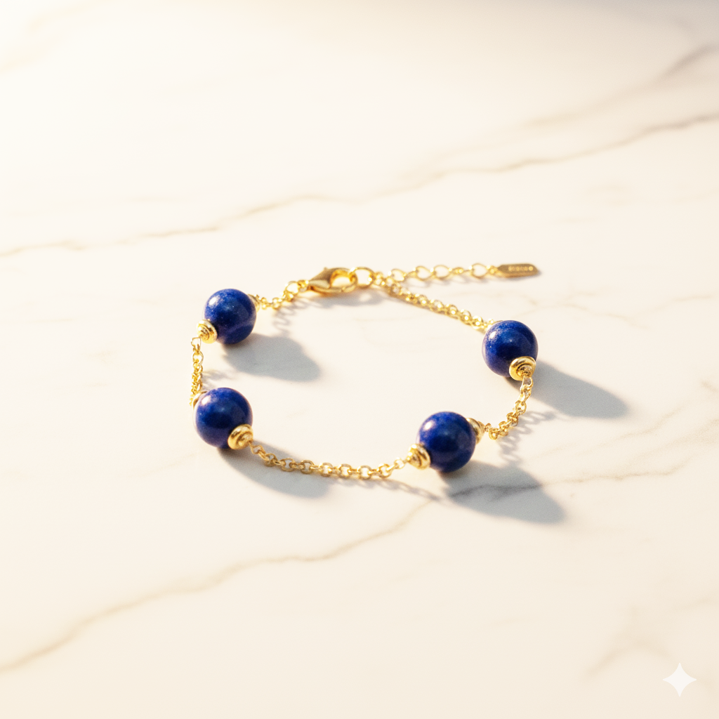 Azure-Deep Drop Lapis Lazuli 18ct Gold Bracelet