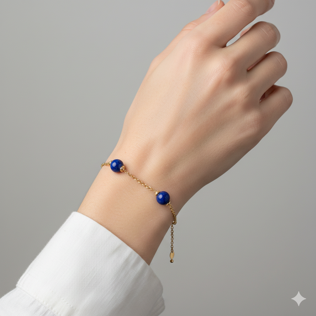 Azure-Deep Drop Lapis Lazuli 18ct Gold Bracelet
