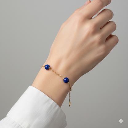 Azure-Deep Drop Lapis Lazuli 18ct Gold Bracelet
