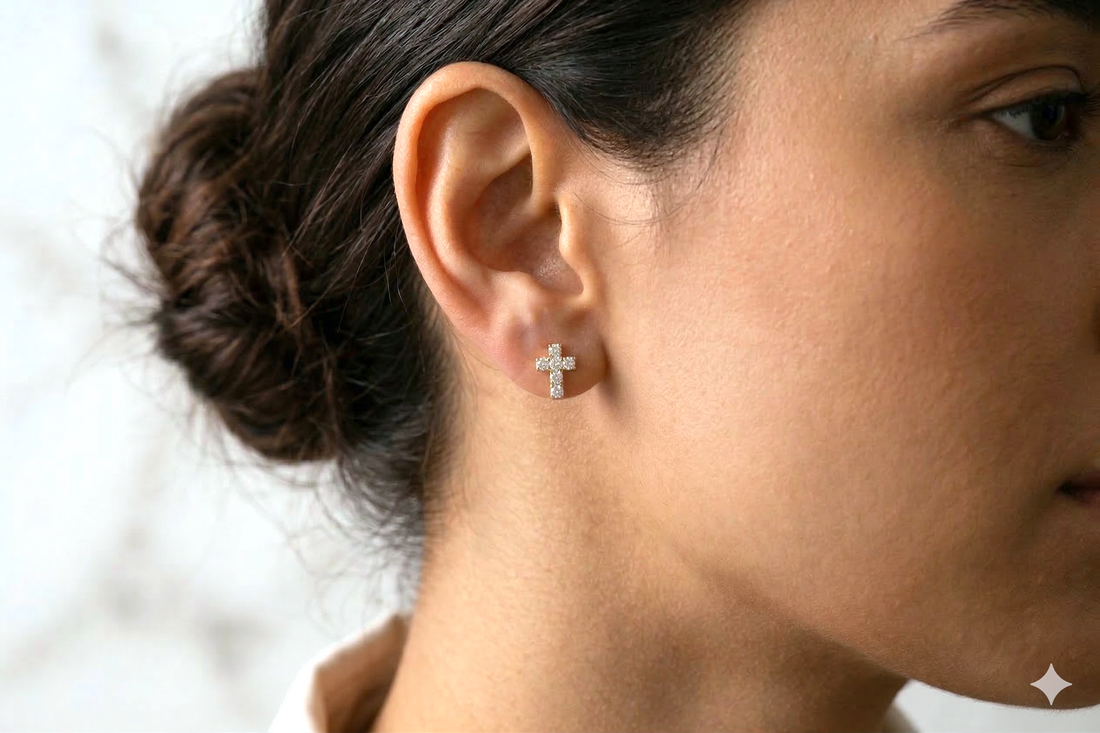 Diamond Cross Earrings