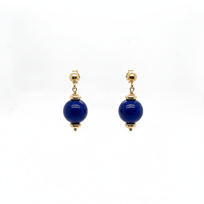 Azure-Deep Drop Lapis Lazuli 18ct Gold Earrings