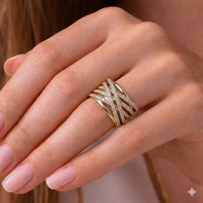 Diamond Wave Crossover Ring