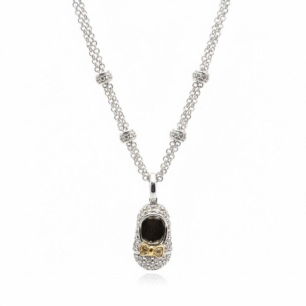 Baby Shoe Necklace in 18ct White Gold and Diamonds