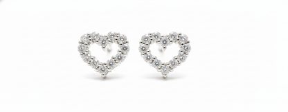 18ct White Gold Diamond Heart Stud Earrings