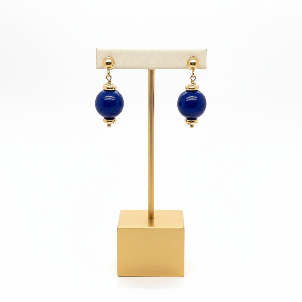 Azure-Deep Drop Lapis Lazuli 18ct Gold Earrings