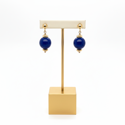 Azure-Deep Drop Lapis Lazuli 18ct Gold Earrings