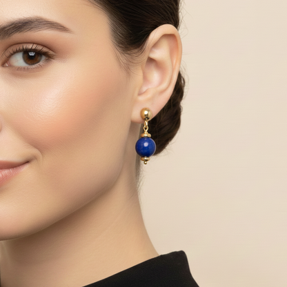Azure-Deep Drop Lapis Lazuli 18ct Gold Earrings
