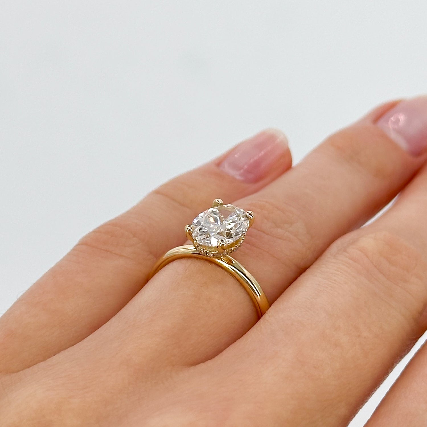 2.00ct Lab-Grown Oval Cut Diamond Ring with Hidden Halo