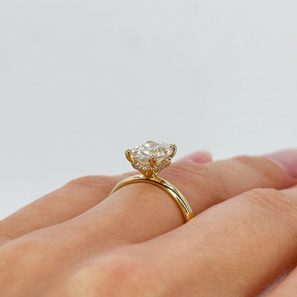 2.00ct Lab-Grown Oval Cut Diamond Ring with Hidden Halo