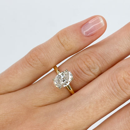 2.00ct Lab-Grown Oval Cut Diamond Ring with Hidden Halo