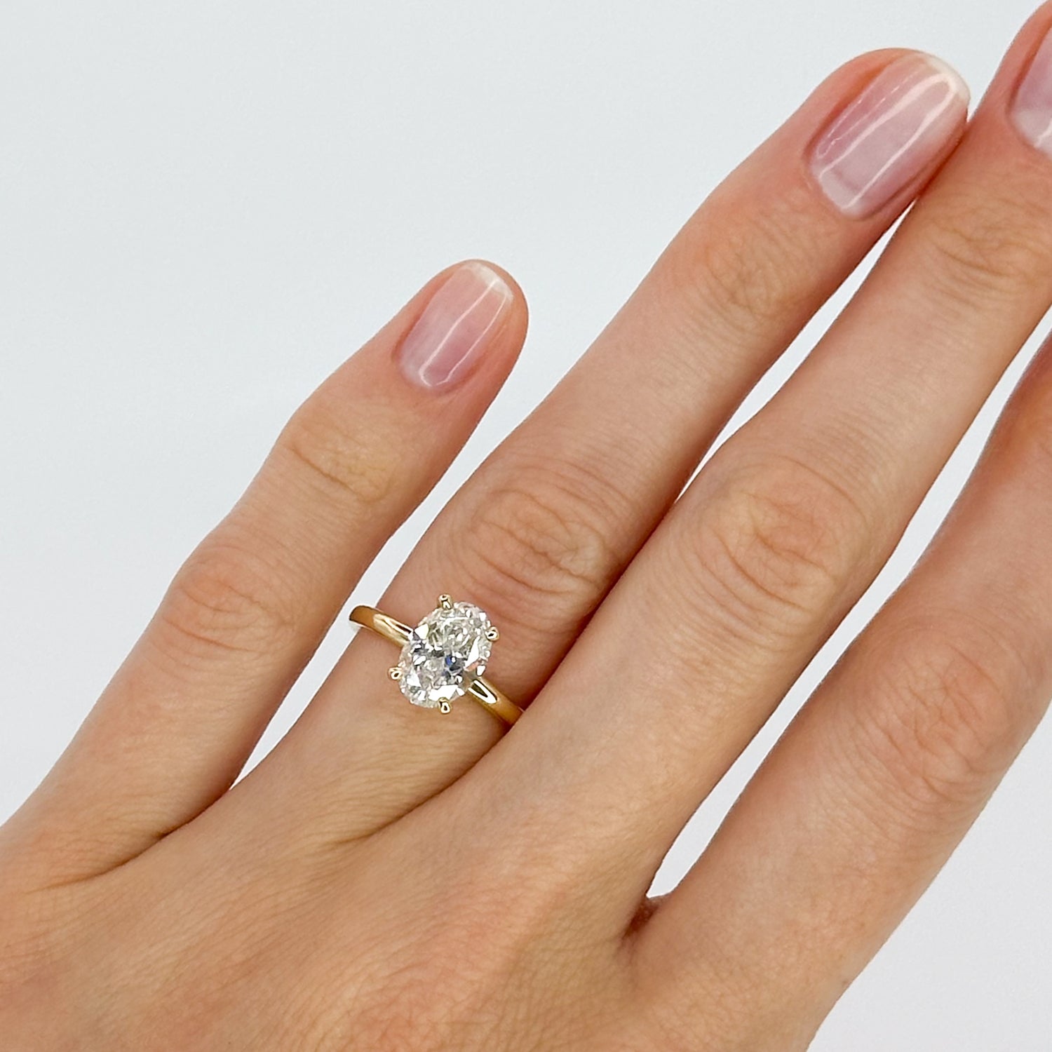 2.00ct Lab-Grown Oval Cut Diamond Ring with Hidden Halo