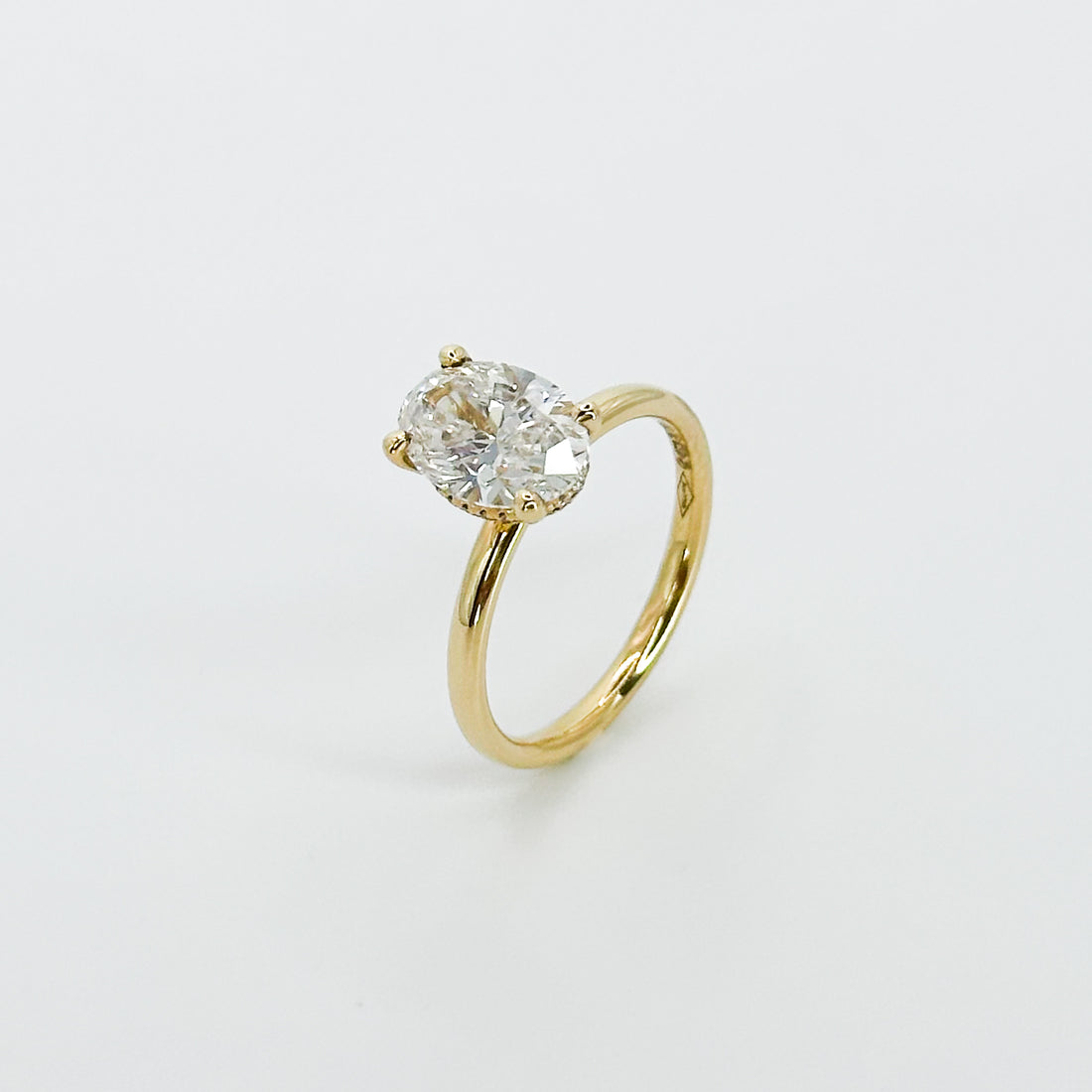 2.00ct Lab-Grown Oval Cut Diamond Ring with Hidden Halo