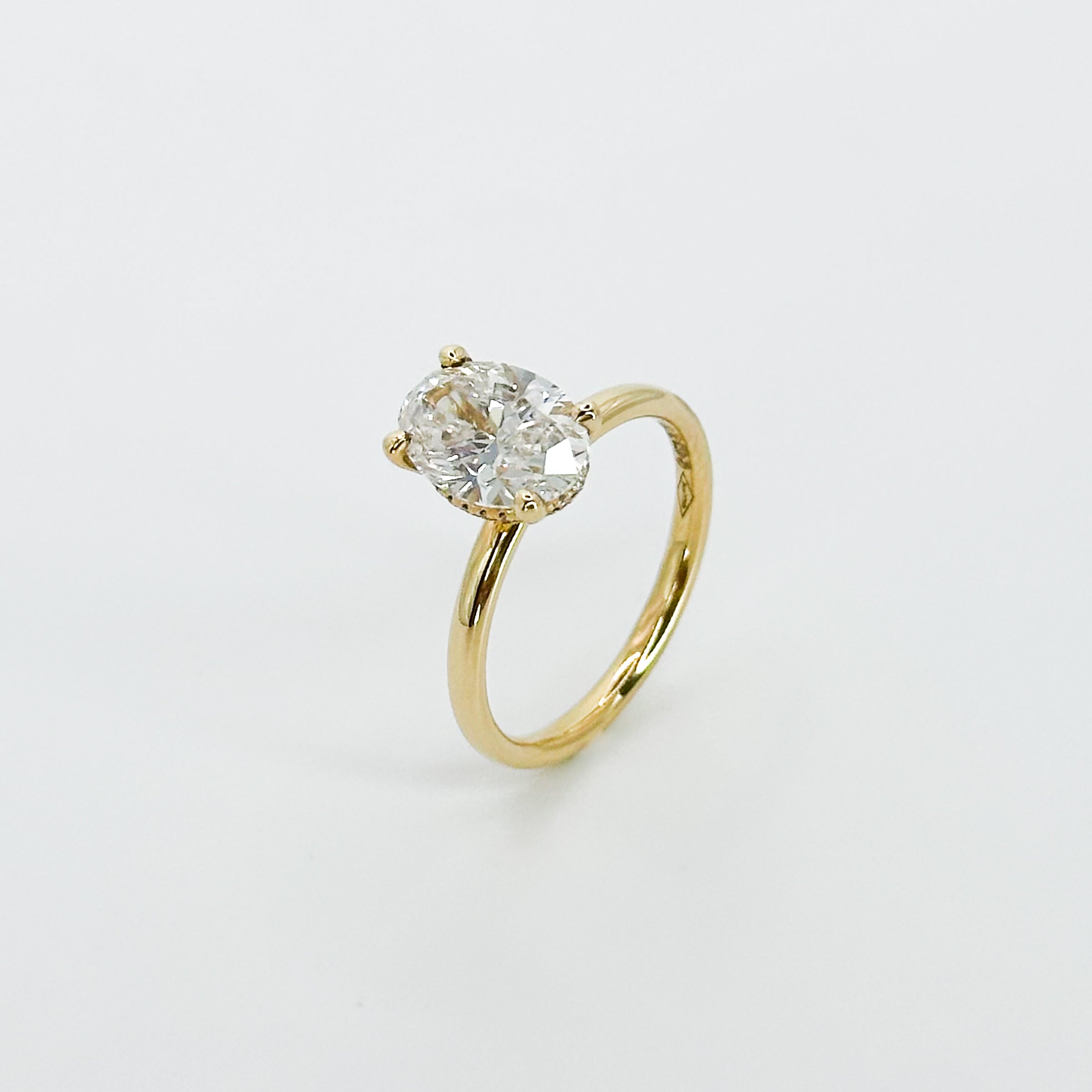 2.00ct Lab-Grown Oval Cut Diamond Ring with Hidden Halo