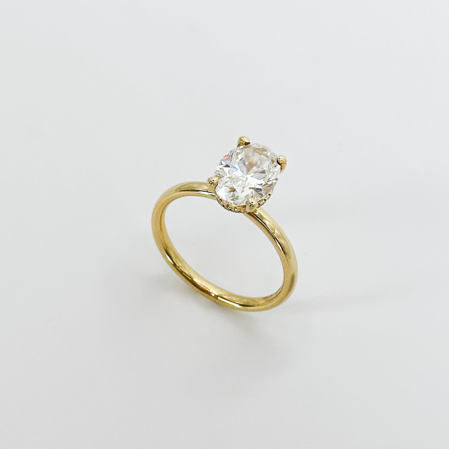 2.00ct Lab-Grown Oval Cut Diamond Ring with Hidden Halo