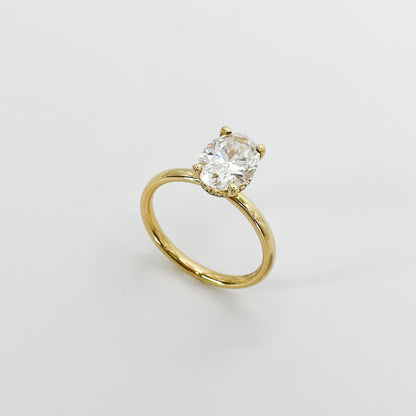 2.00ct Lab-Grown Oval Cut Diamond Ring with Hidden Halo