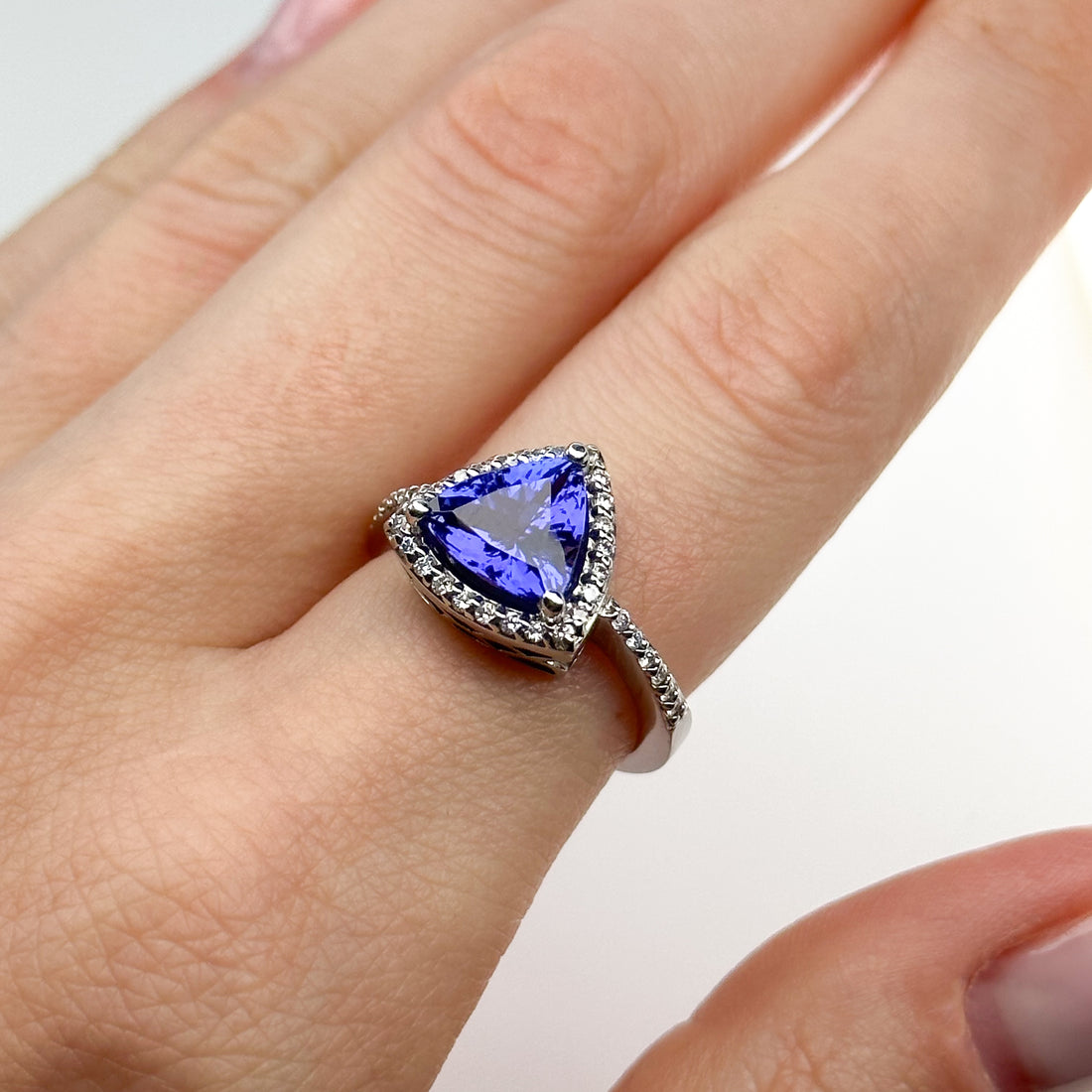 2.46ct Trillion Shape Tanzanite and Diamonds Ring