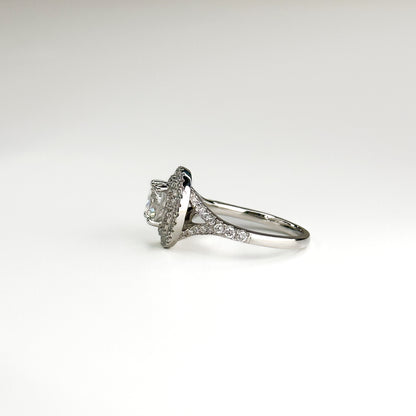 1.00ct Round Cut Diamond Platinum Ring with Double Halo