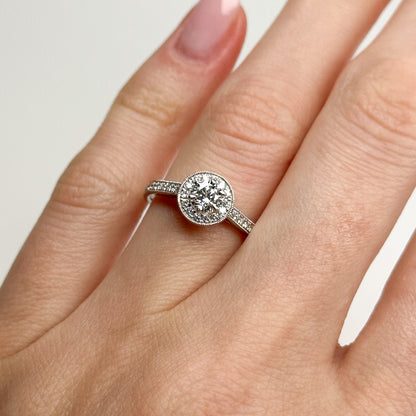 0.38ct Round Diamond Ring with Diamond Halo