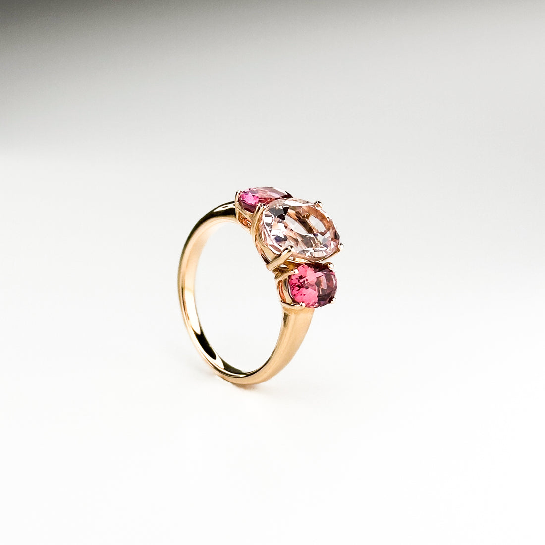 Morganite & Tourmaline Trilogy Ring