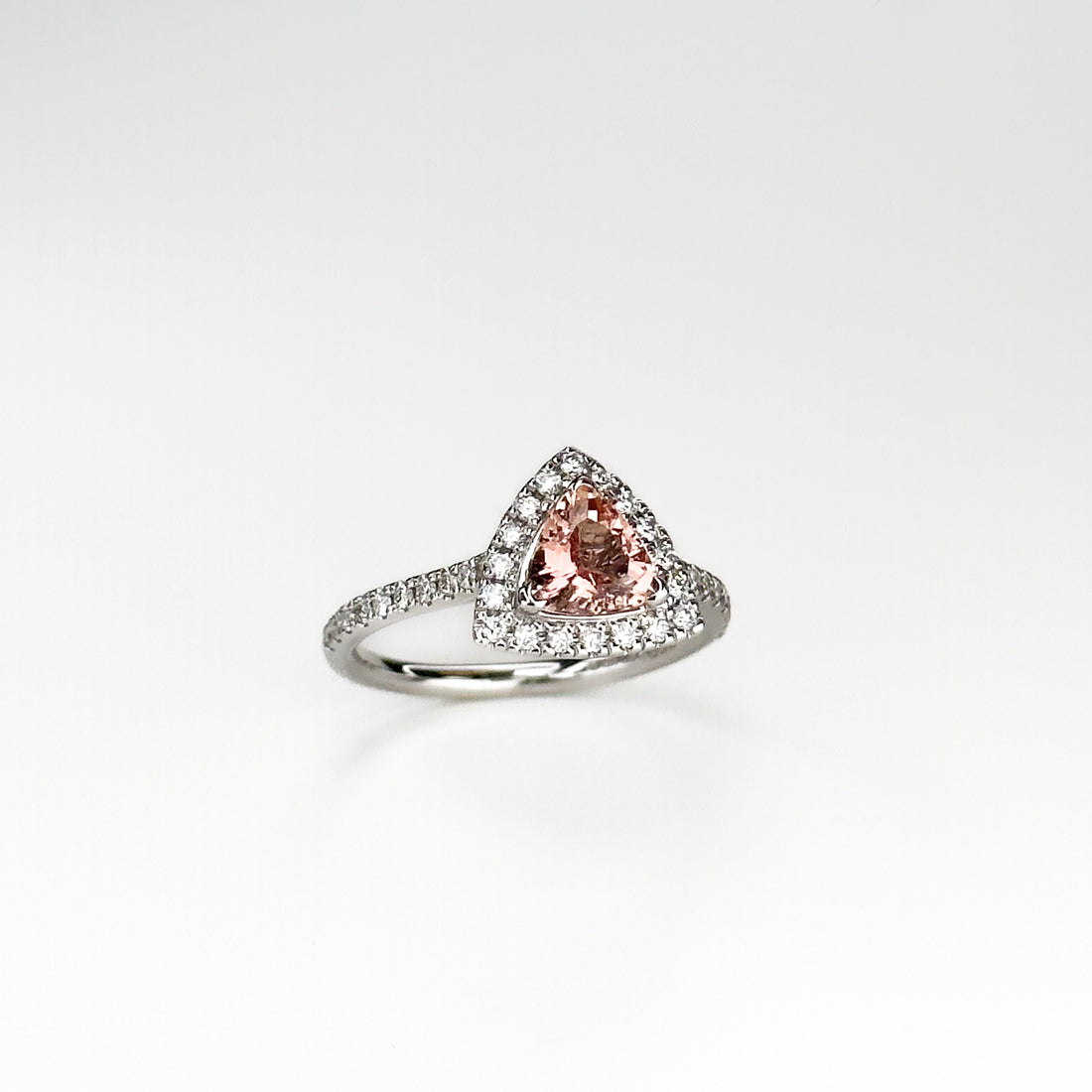 Trillion Cut Pink Topaz Ring