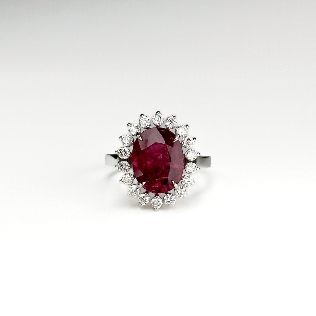 4.37ct Oval Pink Ruby Ring